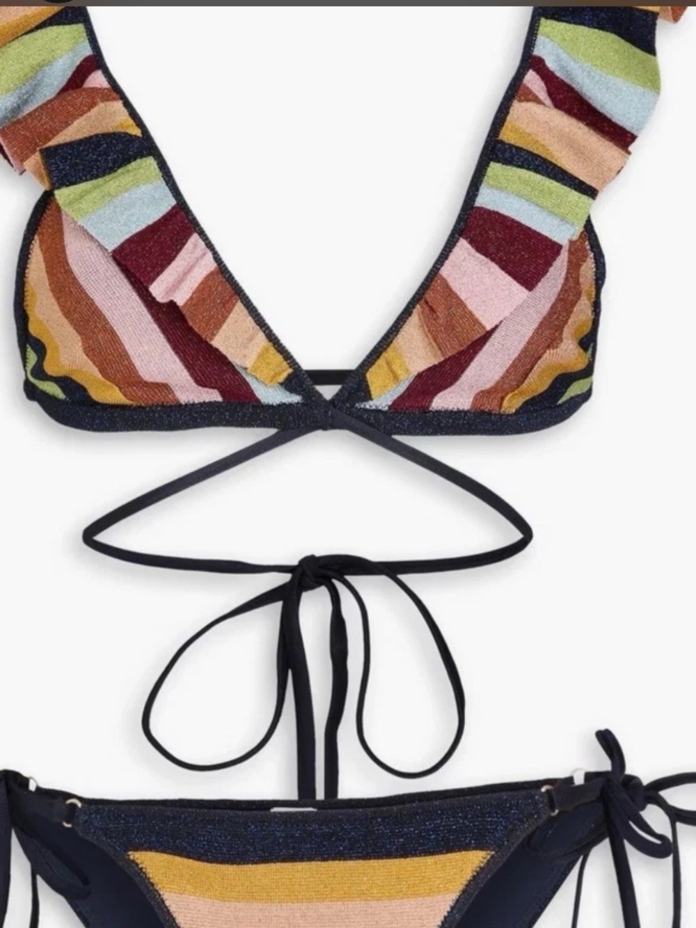 NWT ZIMMERMANN METALLIC LUREX RUFFLE BIKINI AU 0 US 4 $260